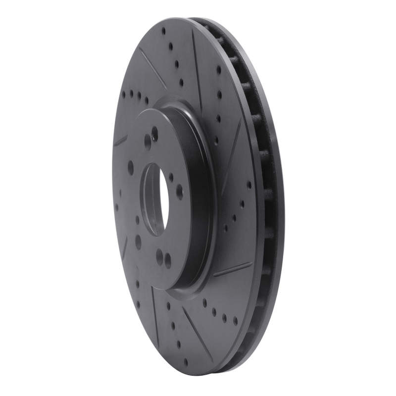 Acura TL Brake Rotor (1) - Front Right - R1 Concepts - Drilled & Slotted - Black - `04-`08